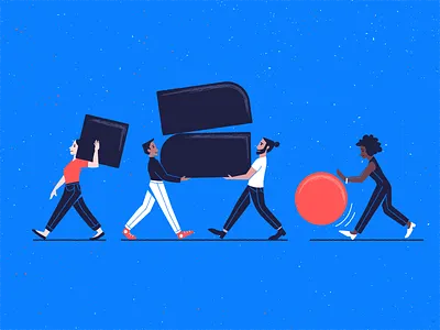 Building Blocks branding company conceptual design illustration logo passport people teamwork vector