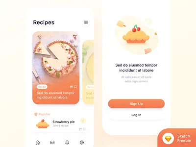 Food app concept🥧 (Freebie) app bake download mockup dribbble invite dribbble invites food food app food app ui freebie icon invite invites invites giveaway mobile pie recipe recipe app sketch ui ux