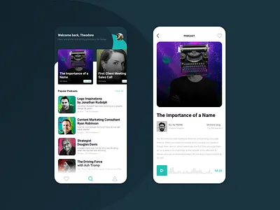 Podcast Application app application audio audio app clean dark design interface minimal podcast podcast art podcasting podcasts simple sound sound wave soundwave ui user interface ux