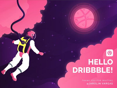 Hello Dribbble! colors debut shot design first shot game gradient hello dribbble illustration interface moon native palm pink sarvottam space typography ui ui design ux vibrant