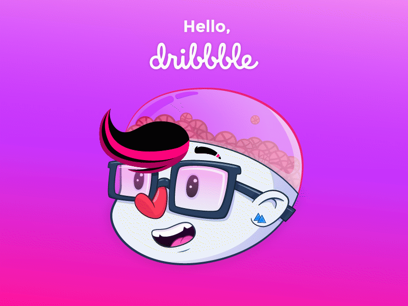 Hello Dribble animated gif animation character character design dribble hello hello dribbble logo logo animation