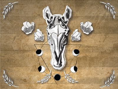 Illustrated Horse Skull event poster illustration