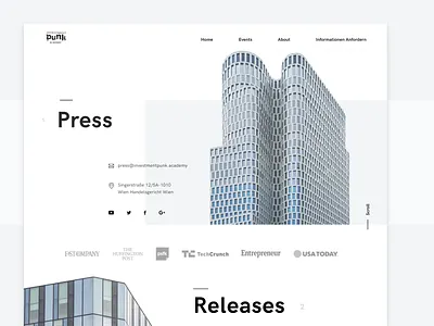 Press Page architecture branding business clean design education finance german golden ratio landing minimal minimalistic scandinavian typography ui ux web webdesign website white
