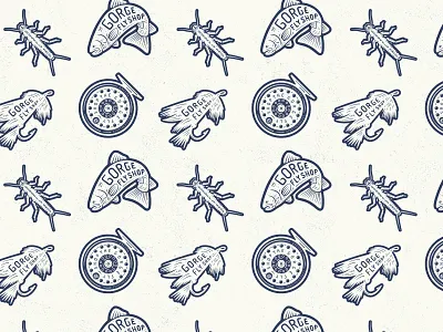 Fly Fishing Pattern angler badge custom fishing fly fishing illustration lettering pattern