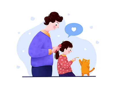 Comb daughter's hair colour design illustration ui web