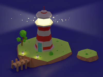 Lighthouse at night 3d blender concept concept design island lighthouse low poly render