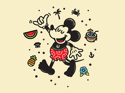 Quickie Mickey aloha disney disney art illustration mickey mickey mouse palm tree quickie mickey rad shane harris summer tattoo tattoo flash texture
