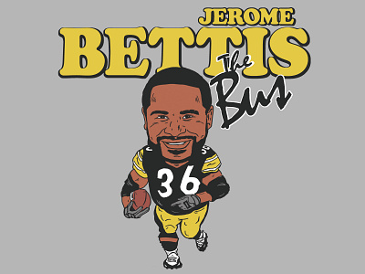 The Bus 90s adobe sketch caricature illustration illustrator jerome bettis nfl pittsburgh steelers sports steelers