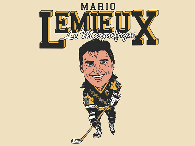 Le Magnifique 80s 90s adobe sketch caricature design hockey illustration mario lemieux nhl pittsburgh pittsburgh penguins