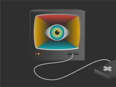 Podcast Illustration #1 controller esports eye gaming illustration podcast retro scifi television tv