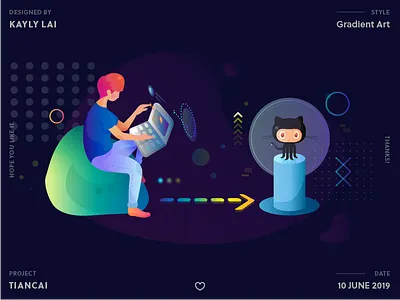 Github Connection arrow bean bag cat coding connection dark theme dashboard designer direction engineer github programmer ui uidesign