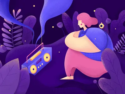 Secret Garden design girl illustration night plants secret garden video work