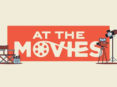 AT THE MOVIES church design clapboard directors chair film illustration light line art message series movies sermon video camera