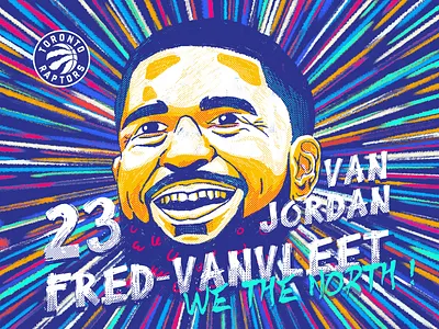 VanVleet-Toronto Raptors 2019 23 basketball basketball player characer color design dribbble fred vanvleet illustration nba nba 2019 nba finals nba playoffs nba poster toronto raptors we the north