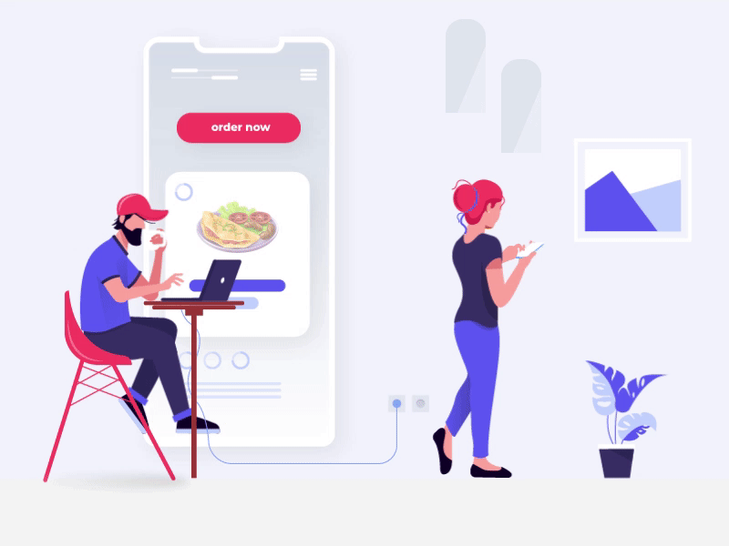 Online Food animation design illustration ui design vector