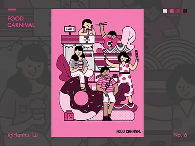 Illustration Challenge - Day 6 - Food Carnival bbq carnival cereal box convenience store donut food hot dog hungry illustration milk noodle ui