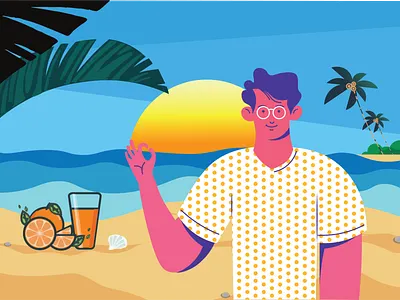Summer 2d animation art design digital illustraion motion sea summer ui ux