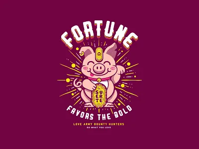 Maneki Oinko fortune illustration love army luck lucky maneki maneki neko manekineko pig shirt