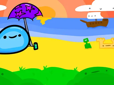 Slimey Beach cartoon color cute digital simple soft