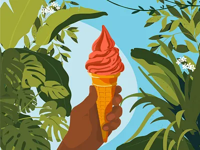 Hot time summer in the city charachter character color design fashion flat graphic icecream illustration illustrator love tropical vector