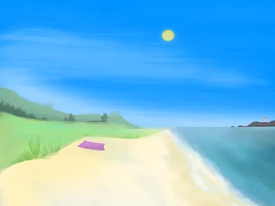 Calm Beach background beach digital medibang paint simple soft