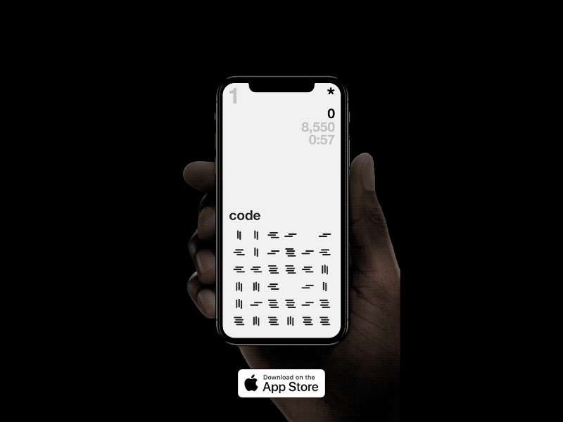 Minimal Match Three Code abstract black casual casual game clean code color concept creative dark dash design designer device device mockup dot flat interaction design interface ios