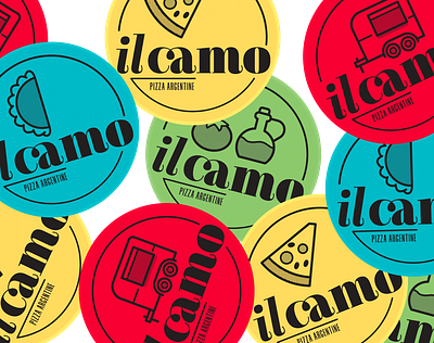 Il Camo brand food truck logo pizza