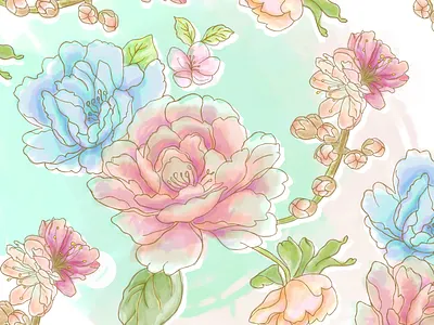 Floral Mist art digital art drawing floral flowers graphic design graphics illustration sketch style watercolor