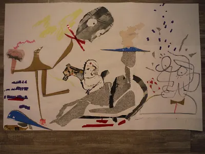 And You Say You Actually Like the Beach? abstract collage cut paper drawing illustration