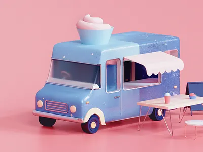 Ice Cream Truck all design ice icecream illustration render timeless truck udhaya uiux