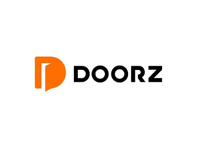 Doorz branding d logo flat icon logo minimalist orange logo typogaphy