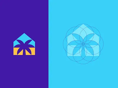 Holiday Apartment apartment beach flat logo geometric logo grids guides holiday home house identity negative space negativespace ocean palm sacred geometry sea sun tree vacation vacation rental
