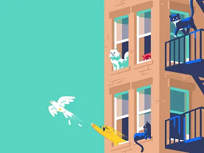 Cities For Kitties 2d adobe cat design dove illustration minimal photoshop