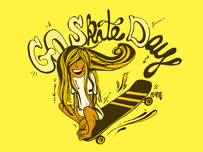 Go Skate Day! 90s branding design graphic design graphic art hand drawn illustration internationalwomensday logo pride month skate skate board skate deck skate or die skate shop street art surf surf art swag vector