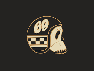 Ride 'Til You Die 34 dot helmet 69 cafe cafe racer checkered flag cruise cruising death design die helmet icon illustration kreslet minimal ride simple skull skulls teeth