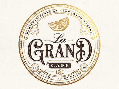 Le Grand Cafe Pamplemousse adobe illustrator adobe photoshop badge branding cafe design french graphicdesign illustration illustrator logo logo design luxury logo restaurant typography vector vintage logo