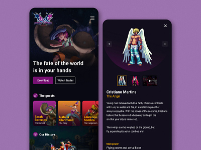 Suits of Fate Responsive Website Details cards character design game interface interface design site smartphone ui user interface ux uxdesign website