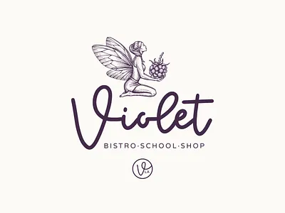 Violet - Logo upgrade blackberry branding cooking school crosshatch crosshatching fairy fairytail hand drawn illustration logo logo design procreate app vector vector art violet yokaona