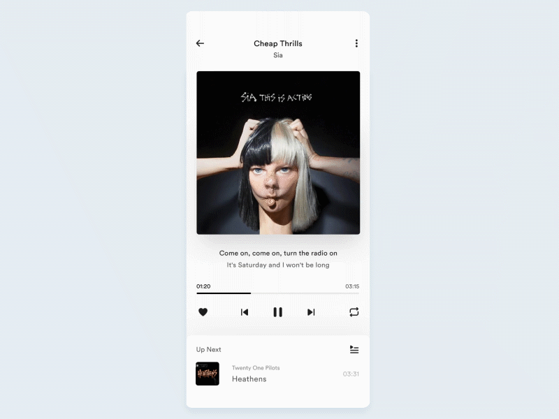 UI Challenge #009 (Music Player) animation app design figma illustration motiongraphics music player ui uichallenge ux