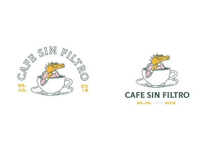 Cafe sin filtro animal coffee logo vintage