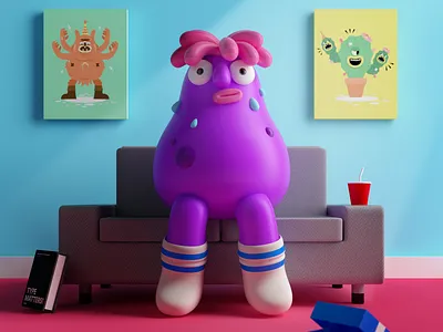 It's hot outside! 3d c4d character character design cinema4d digital art model monster summer