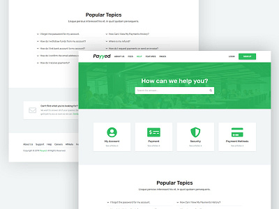 Help Landing Page article page help help center help desk landing page layout design minimal clean layout money transfer online payment responsive support support page template template design ui ux visual page layout design website website design