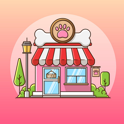 Petshop adobe illustrator branding building buildings colorful creative design flat icon illustration illustrator logo minimal outline petshop simple design store design storefront vector