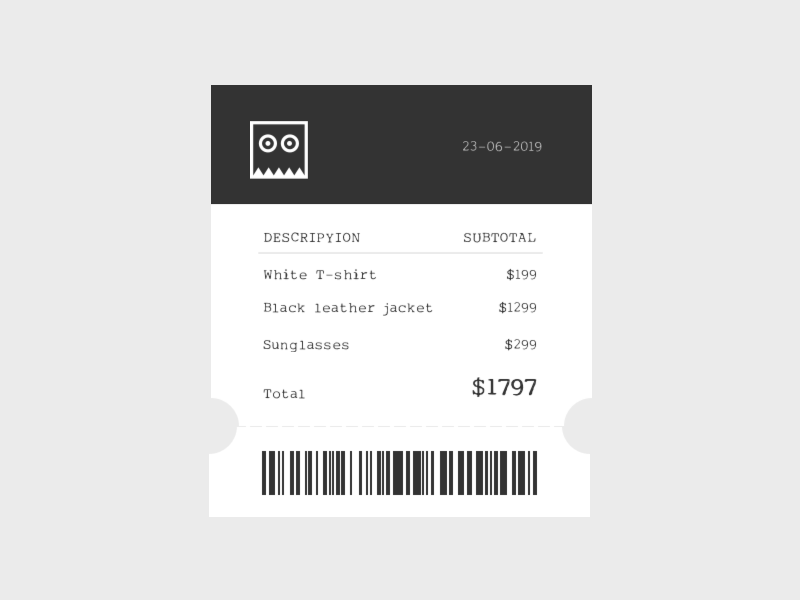 Email Receipt | Daily UI #017 app app design app ui daily ui dailyui design email email receipt receipt ui 林位青
