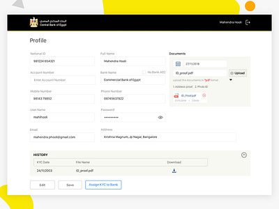 KYC - Web App - Profile ux visual design webapplication