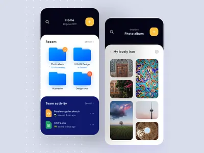 Dropbox Mobile App Concept album app black blue clean colors concept design dropbox gradient ios iran iranian minimal mobile mobile app mobile ui team ui yellow