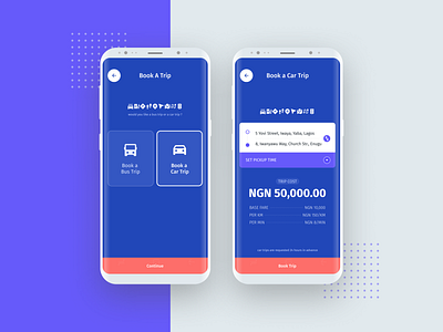 Trip Booking book now booking booking system bookings debut debutshot design estimate fare mobile mobile app nigeria nigerian product select box travel trip uiux