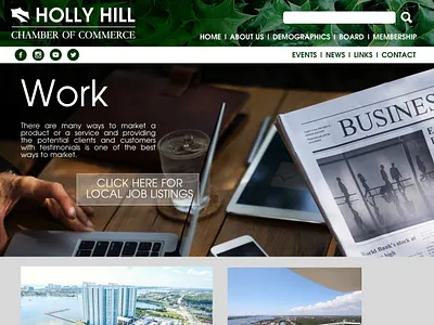 Holly Hill Chamber of Commerce Website Concept web design