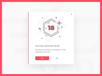 Are you at least 18 years old ? age alcohol box confirmation ecommerce grocery icon illustraion notification popup red sale typography ui ux verification verifying warning