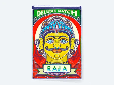 Raja A Deluxe Match band bold color illustration india match box procreate raja retro symetry